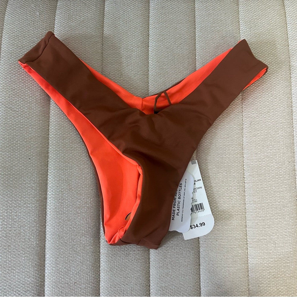 cotton on Coral and Brown reversible Bikini Bottom